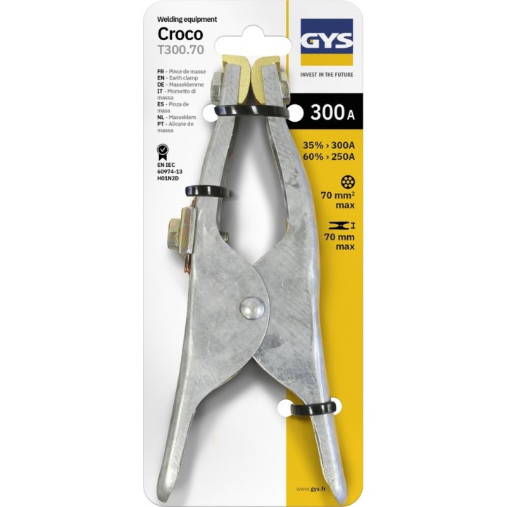 Τσιμπίδα σώματος CROCO T300.70 (300A - 70mm² - Threaded) - Card / GYS