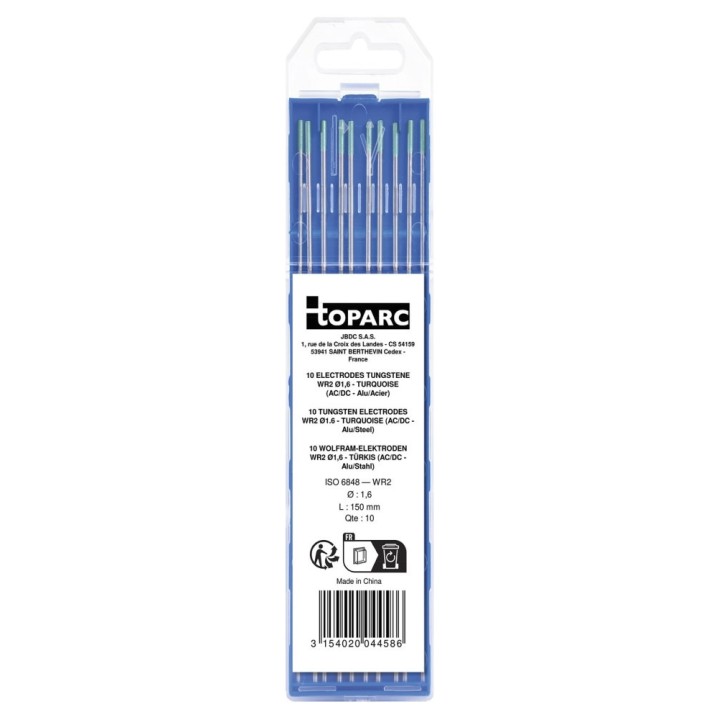 GYS WR2 – Ηλεκτρόδια βολφραμίου TIG Ø1,6 mm, AC/DC, συσκευασία 10 τεμ.