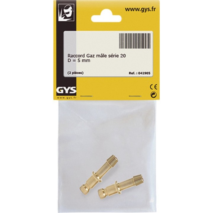 2 Ρακόρ Αερίου 5mm - Τύπου 20 (TIG μπροστινή σύνδεση) / GYS