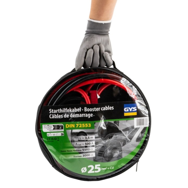 Καλώδια φόρτισης PRO 3/5.5L - μονωμένες τσιμπίδες - 500A - 25mm² – 3.5