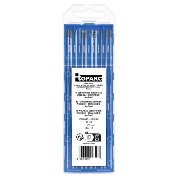 Αναλώσιμο Συγκόλλησης GYS 10 Ηλεκτρόδια - TUNGSTEN WC20 Ø3.2 - GREY (A