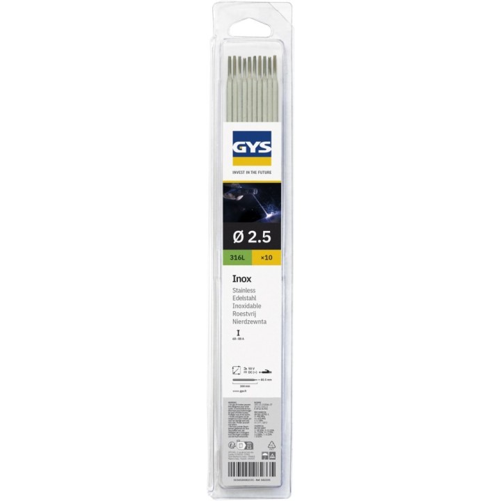 10 Ηλεκτρόδια για Ανοξείδωτο Ατσάλι - 316L - Ø2.5 mm (blister) / GYS
