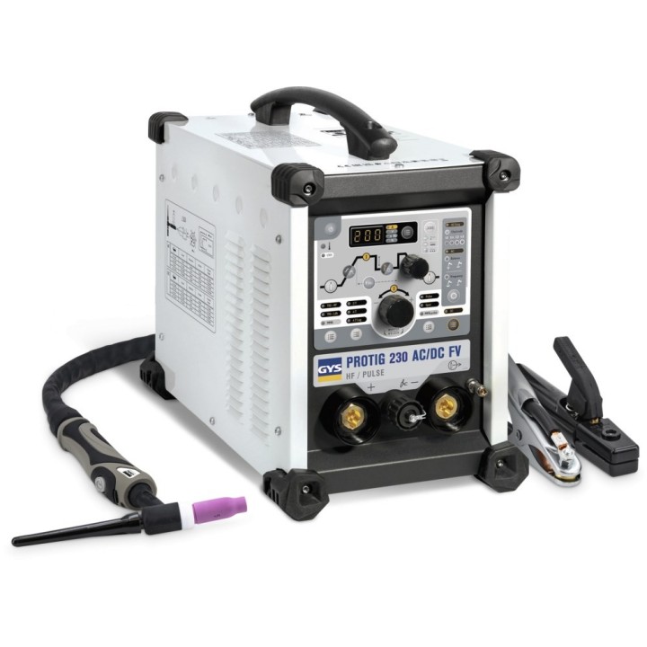 GYS PROTIG 230 AC/DC FV – Ηλεκτροκόλληση TIG AC/DC/MMA 230A FV, 110–230V, με τσιμπίδα TIG26B και καλώδια