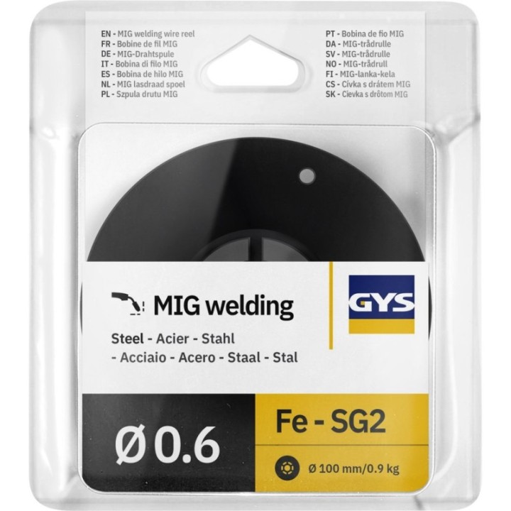 Γυμνό καρούλι σύρματος Ø 100 mm. Ατσάλι . Ø 0.6. 0.9 Kg / GYS