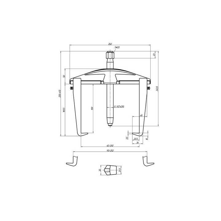 1.04/2A-B Εξολκέας γενικής χρήσης 2 βραχιόνων 350x200 mm GEDORE | PAM