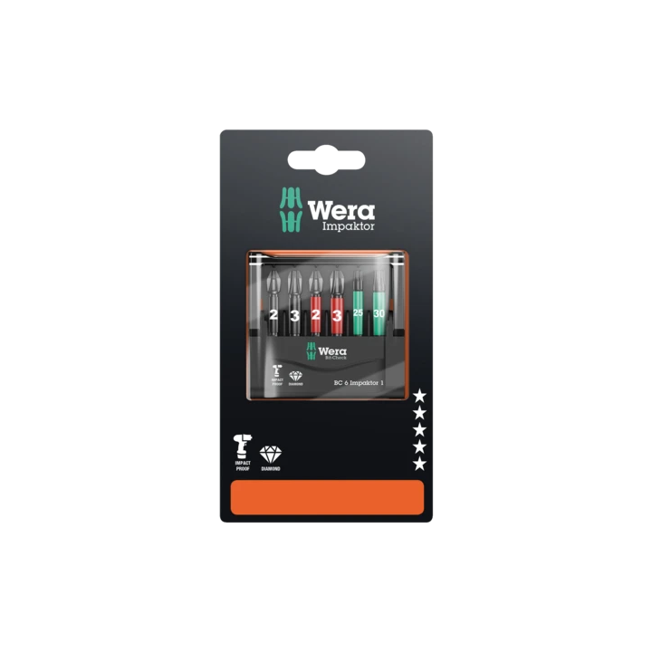 Wera Bit-Check 6 Impaktor 1 SB – Σετ μύτες Impaktor 50 mm για παλμικά