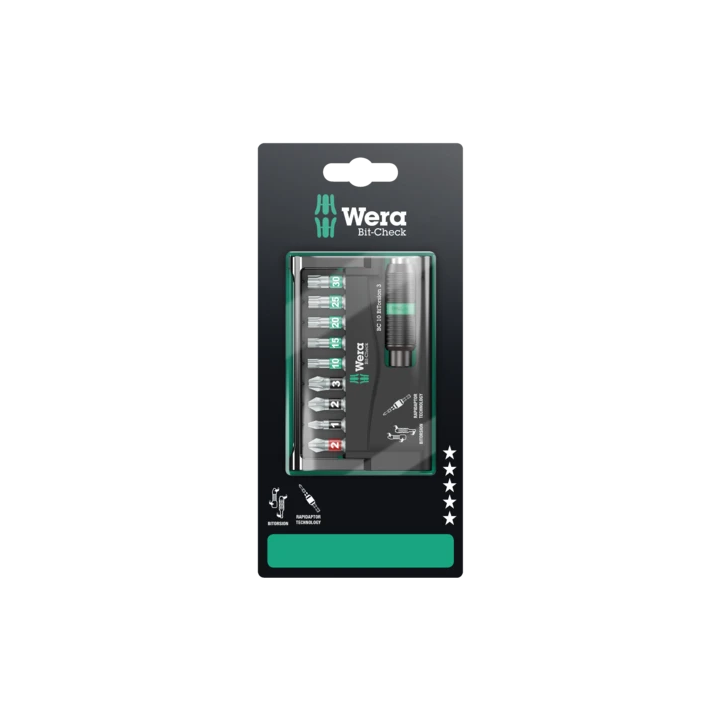Wera Bit-Check 10 BiTorsion 3 SB – Σετ μύτες BiTorsion με αντάπτορα 10