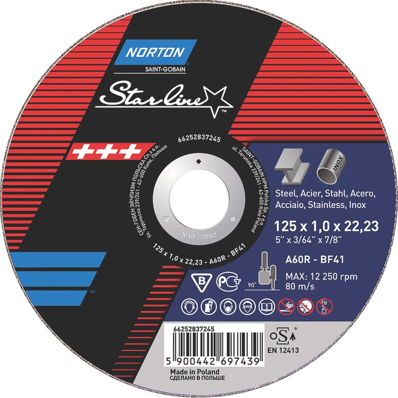 Τροχός κοπής 125x1x22,2 STARLINE NORTON